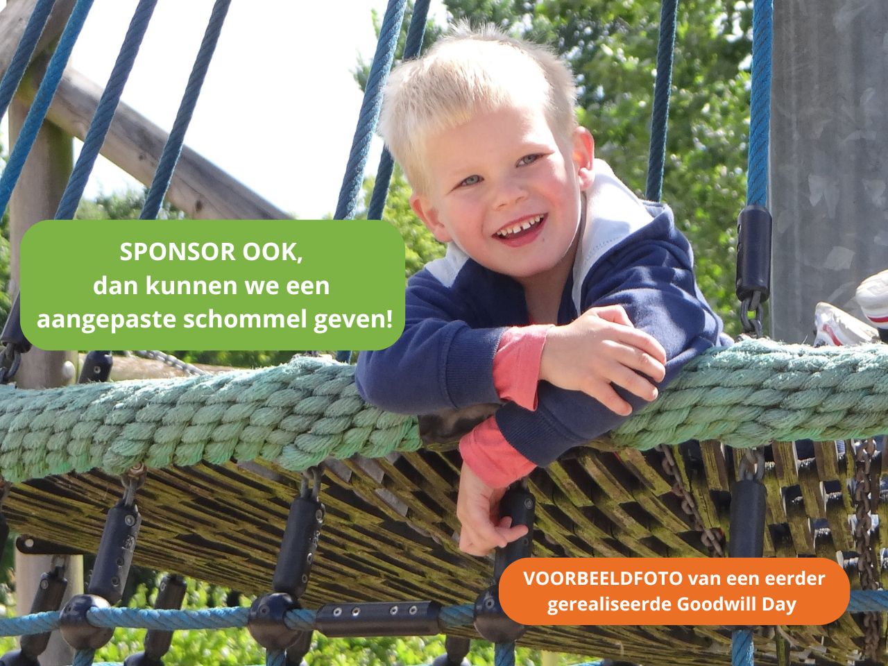 Aangepaste schommel als Goodwill Day